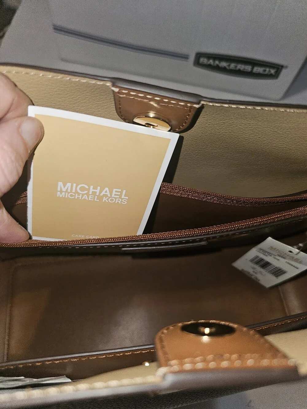 NEW Michael Kors Reed Large Tote Bag Tan/Gold